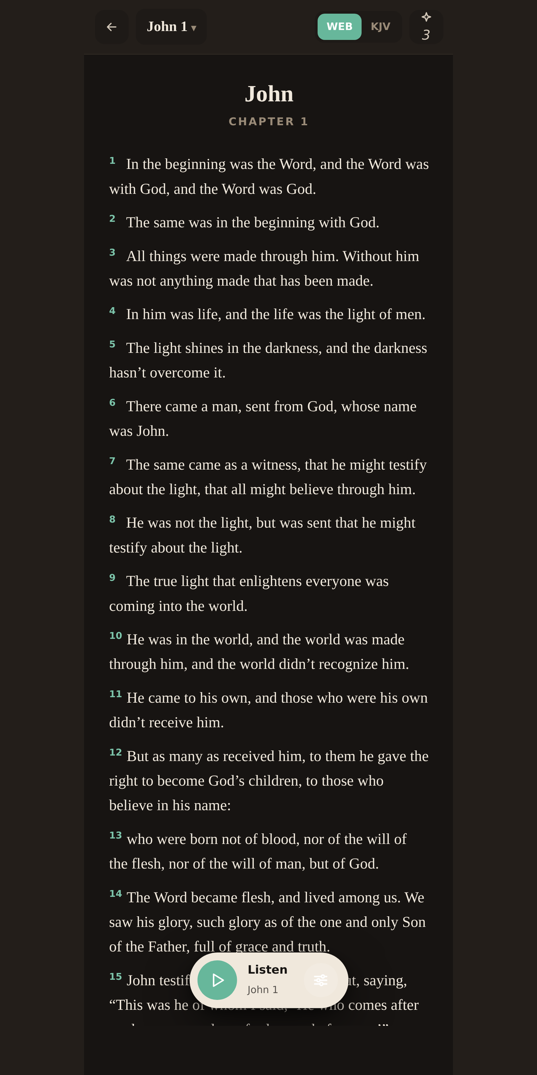 Prai Bible reader screen
